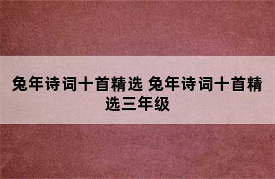 兔年诗词十首精选 兔年诗词十首精选三年级